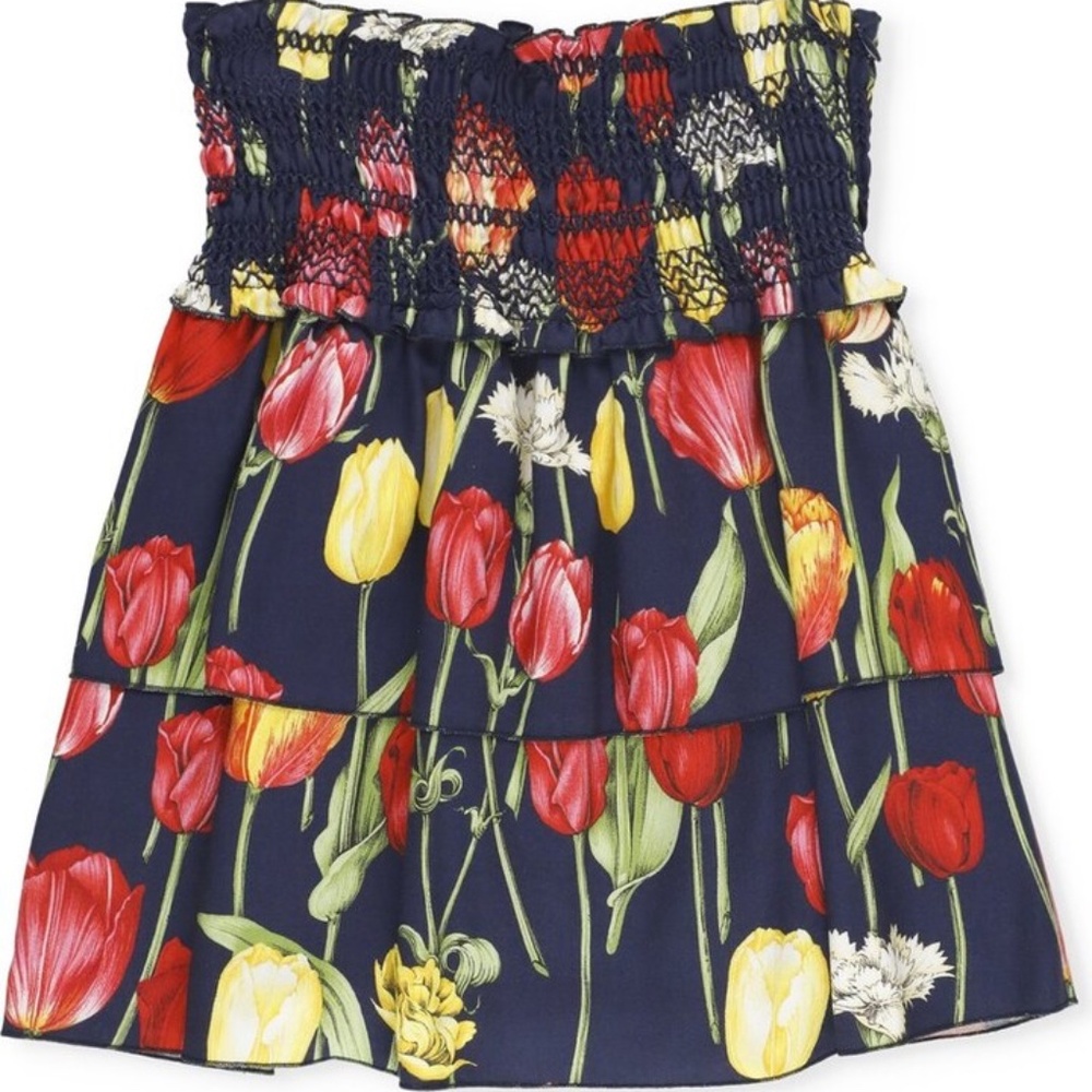 Dolce and Gabbana Girl's Tulip-Print Smocked Skirt